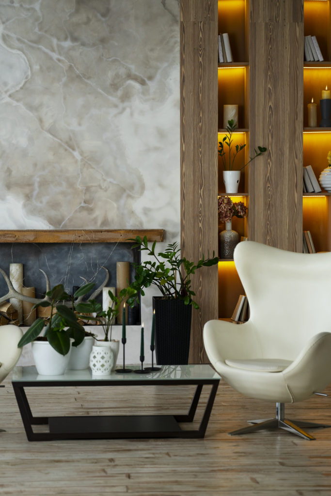 interior-room-design-with-armchair-and-potted-plants